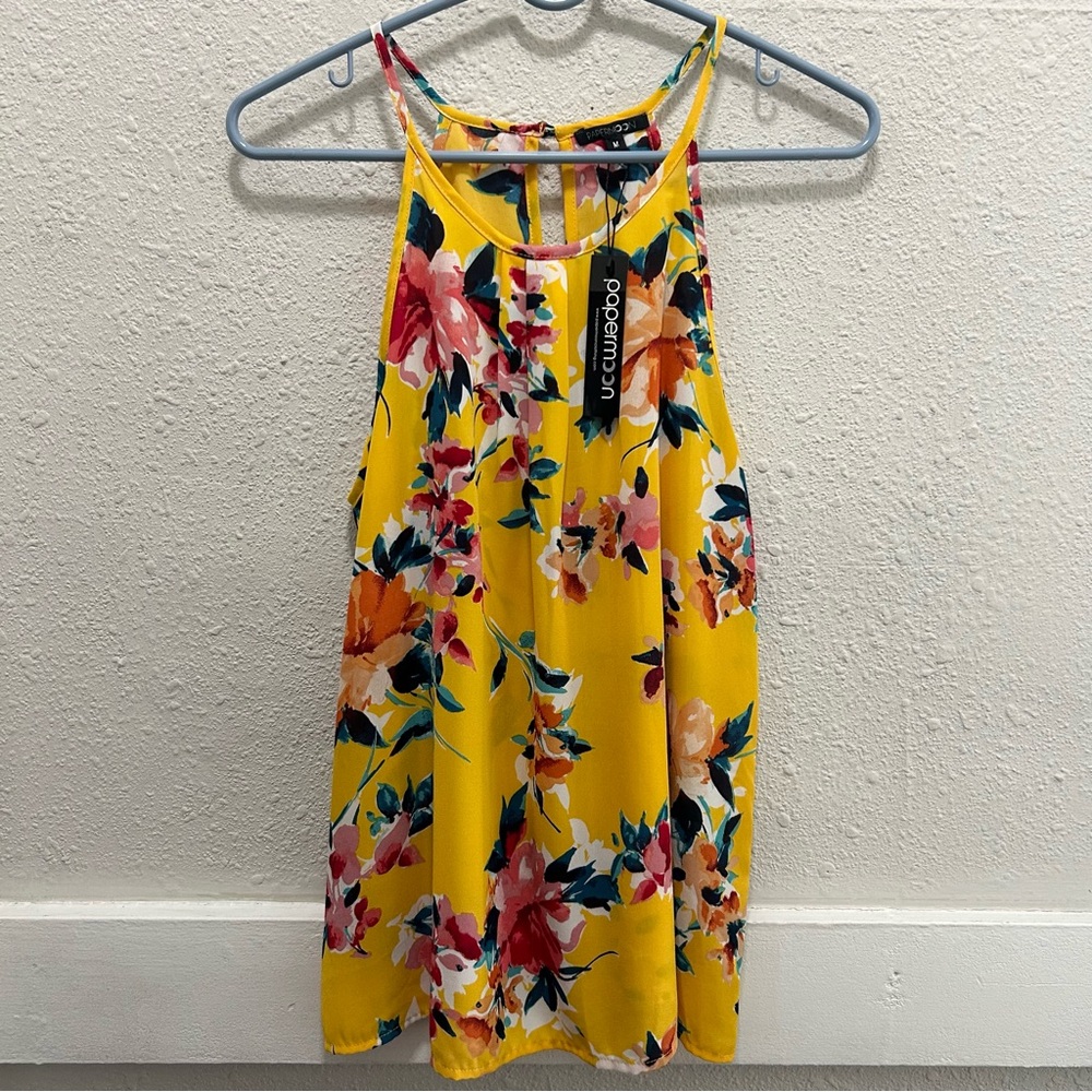 Papermoon Arlene Halter Blouse in Mustard Floral NWT M